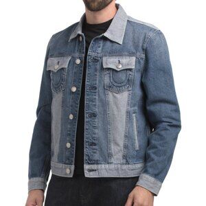 True Religion Reverse Denim Trucker Jacket Denim Combo Large